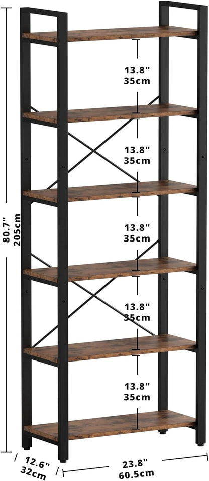 IRONCK Bookshelf 6-Tier Ladder Shelf 110lbs Display Shelf Vintage Industrial - Image 3