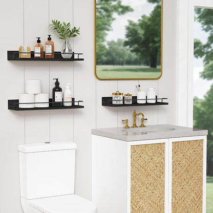 Forbena Black Floating Shelves for Wall, Bahtroom Wall Shelves Over Toilet - Image 2