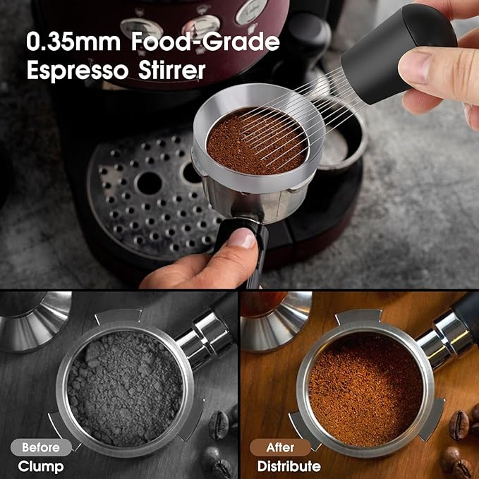 51mm Espresso Accessories Kit, Coffee Distributor and Tamper Leveler, WDT Tool and Dosing Funnel Set Fits 51 mm Espresso Machines and Portafilters