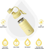 IDEUS Insulated Water Bottle 12oz, Stainless Steel Insulated Water Bottle For School, Insulated Bottles With Straws Leakproof, Vacuum Double Wall Water Bottles For Boys And Girls With 2 Lids, BPA Free