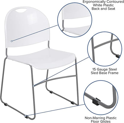 Flash Furniture HERCULES Series 880 lb. Capacity White Ultra-Compact Stack Chair - Image 4