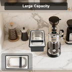 Espresso Knock Box, Coffee Knock Box for Espresso Grounds Disposal, Large Capacity, Equipped with Noise, Reduction Rubber Ring & Steel Holder, Ideal Tool for Espresso Machines, Black (Large)