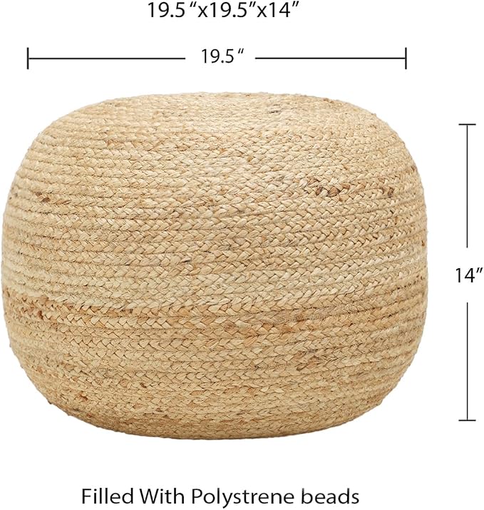 · REDEARTH · Jute Circular Jute Pouf Ottoman - Image 3