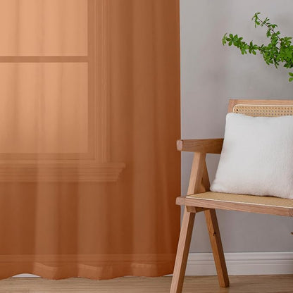 Chyhomenyc Orange Sheer Curtains 96 inches Long 2 Panels, Light Filtering Soft - Image 9