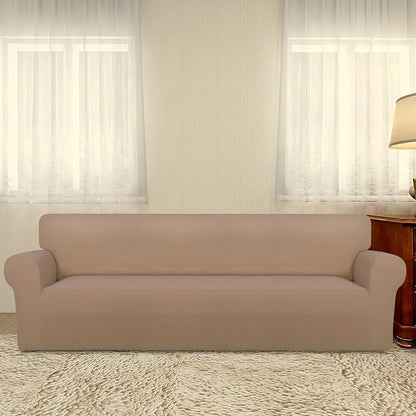 PureFit Stretch Couch Covers for Sofa 4 Seater Slipcovers Camel | 1-Piece Sofa - Image 2