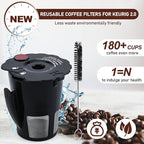 6-Pack Sikawai Fit for 119367 Reusable Coffee Keurig Filter Replacement Part K200 K250 K300 K350- Reusable K Cups for Keurig K-cup 2.0 Series Keurig Reusable Coffee Pods with Cleaning Brush