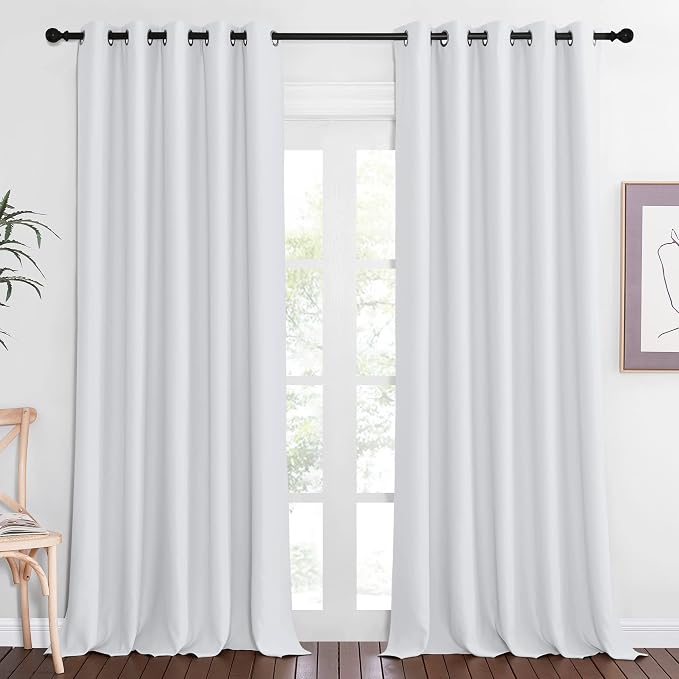 NICETOWN Greyish White Sliding Door Curtain 118 inch Length, Grommet Room by NICETOWN