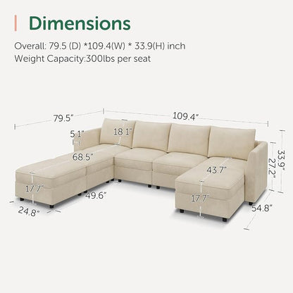 HONBAY Modular Sofa U Shaped Sectional Couch - Image 2