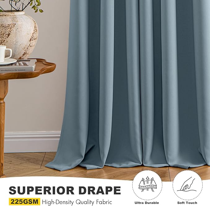 MIULEE Blackout Curtains for Bedroom 2 Panel 40 x 45 Inch Long Greyish Blue | - Image 5