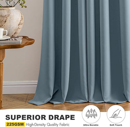 MIULEE Blackout Curtains for Bedroom 2 Panel 40 x 84 Inch Long Greyish Blue | - Image 5