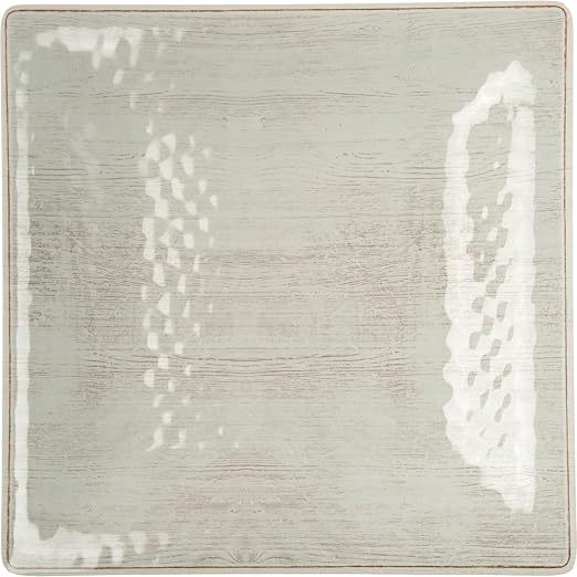 Carlisle FoodService Products Grove Reusable Plastic Plate Square Plate with Rim for Home and Restaurant, Melamine, 10.5 Inches, Buff, (Pack of 12)