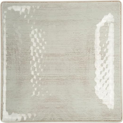 Carlisle FoodService Products Grove Reusable Plastic Plate Square Plate with Rim for Home and Restaurant, Melamine, 10.5 Inches, Buff, (Pack of 12)