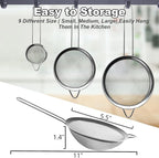 Anaeat Fine Mesh Strainers - Premium Stainless Steel Colander Sieve Sifters, with Durable Mesh and Sturdy Handle, Excellent for Sifting Dry ingredients, Flour, Pastas, Rice, Tea (5.5")
