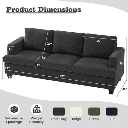 Apicizon 89" 3 Seat Couch for Living Room, Comfy Couch Clound Sofa 3 Seater Sofa - Image 2