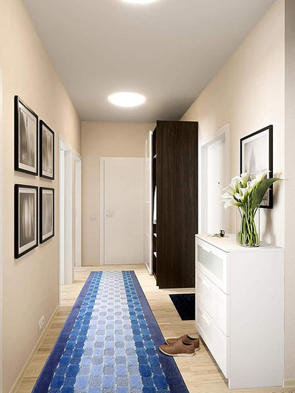 29 Ft Blue Extra Long Hallway Runner Rug, Custom Size, Non Slip Washable | - Image 3