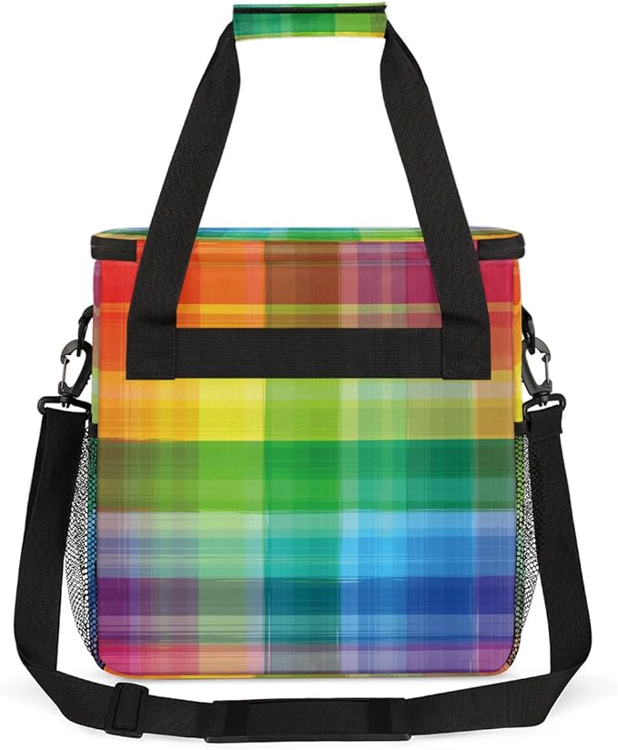 stripes colorful grid Coffee Maker Carring Bag Travel Carrying Storage Tote Bag Compatible with Keurig K-Mini or K-Mini Plus Portable Single Serve Coffee Brewer Case with Pockets for K-cup Pods