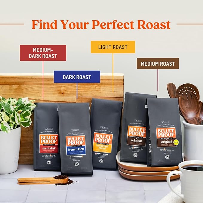 Bulletproof French Kick Dark Roast Whole Bean Coffee, 12 Ounces, Clean Coffee Tested for Toxins, Packaging May Vary