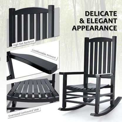 Hupmad Wooden Rocking Chair Outdoor Oversized Porch Rocker Chair, Patio Wooden - Image 7