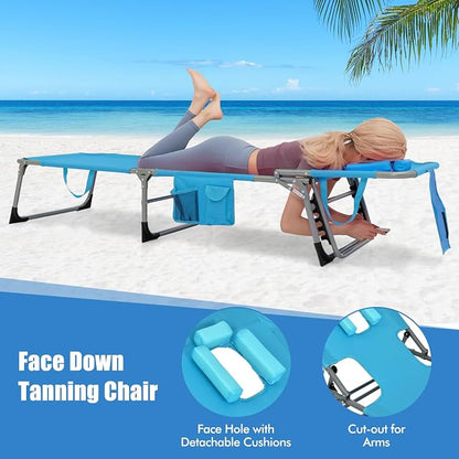 Goplus Tanning Chair, Folding Adjustable Patio Lounge Chair - Image 5