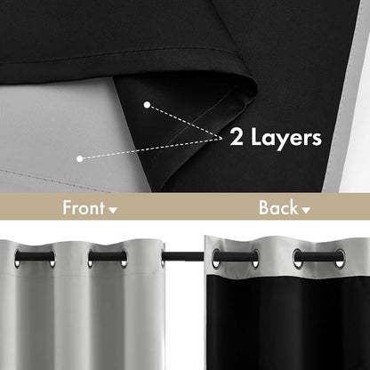MIULEE Light Grey 100% Blackout Curtains - Image 3
