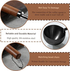 1pcs Coffee Scoop for Ground Coffee, Beans and Tea，Vintage Coffee Measuring Spoon with Long Wooden Handle 30ml/10g Capacity 304 Stainless Steel（Black)