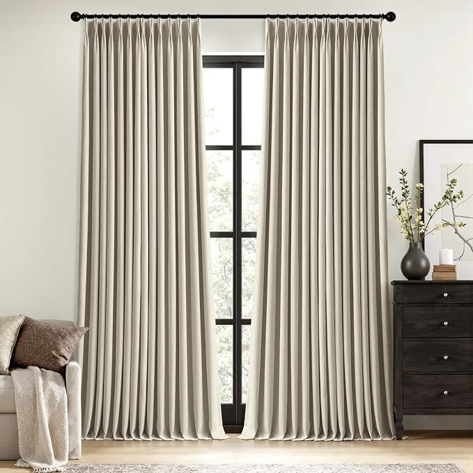 MIULEE Burlywood Birch Pinch Pleated 100% Blackout Curtains 40x90 Inches | Room by MIULEE