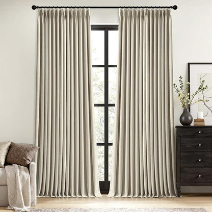 MIULEE Burlywood Birch Pinch Pleated 100% Blackout Curtains 40x96 Inches | Room by MIULEE