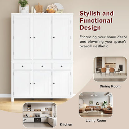 74.8''H High Freestanding Kitchen Pantry, Wooden Kitchen Organizers Cupboard - Image 8