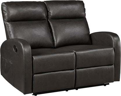 Lexicon Manual Reclining Loveseat, Faux Leather Loveseat Recliner, Wall Hugger - Image 9