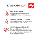 illy Ground Coffee Moka - 100% Arabica Flavored Coffee Ground - Rich Aromatic Coffee Grounds Profile – Intenso Dark Roast – Warm Notes of Cocoa & Dried Fruit - No Preservatives – 8.8 Ounce, 6 Pack