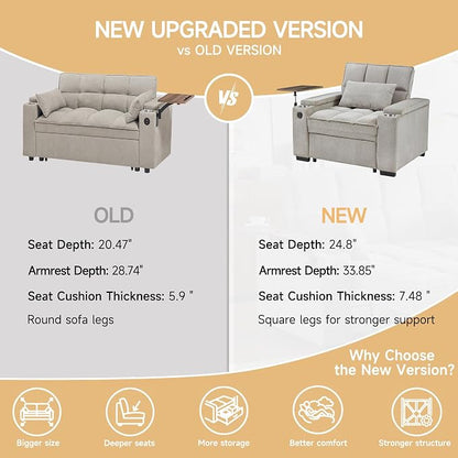 oaaktu Large Size Convertible Sleeper Chair Futon Sofa Bed, Comfortable Thick - Image 7