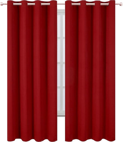 Red Thermal Blackout Curtains/52 x 108 Inch/Set of 2 Panels Room Darkening - Image 2