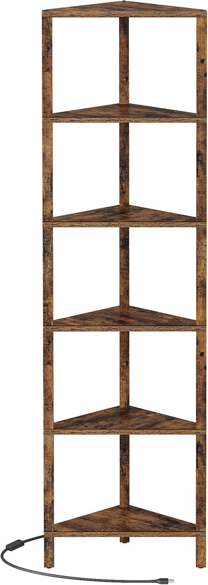 TUTOTAK Corner Shelf with LED Light, 6-Tier Corner Bookshelf - Image 8