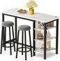 AWQM Bar Table Set with Storage Shelves, 3-Piece Dining Set by AWQM