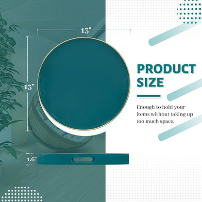 MAONAME 13" Round Tray, Teal Serving Trays - Image 2