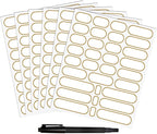 192pcs Removable Bottle Labels Waterproof Self-Adhesive Kitchen Home Edit Food Label Stickers with Gold Border for Food Containers Mason Jars Storage Bins Daycare Organization,with Marker Pen