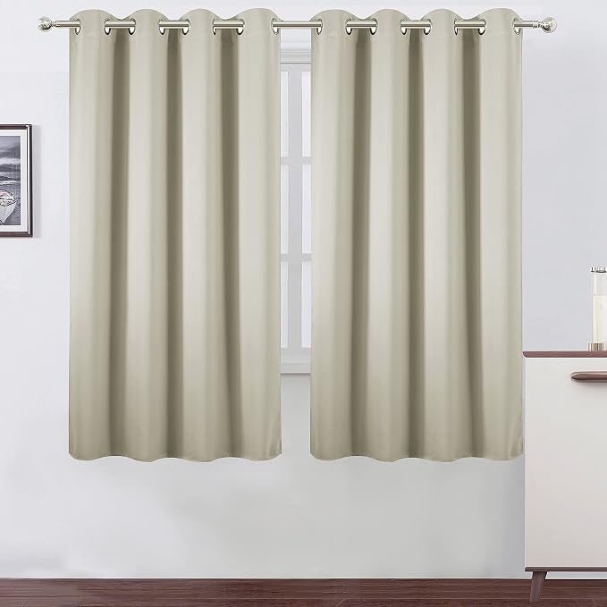 Light Beige Thermal Blackout Curtains/52 x 63 Inch/Set of 2 Panels Room by Lemomo