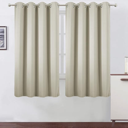 Light Beige Thermal Blackout Curtains/52 x 63 Inch/Set of 2 Panels Room by Lemomo