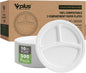 Vplus 100% Compostable Paper Plates, 500 Pack 10 Inch 3 Compartment Plates Disposable, Heavy Duty Biodegradable, Made of Sugar Cane Fibers, for Daily meals, Dinner, Parties, BBQ