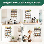 EsLuker.ly Coffee Mug Holder Wall Mounted Display Rack, Black Metal Cup Hanger Organizer with 12 Movable Plastic Hooks, Wood Rustic Shelf for Coffee Bar Home Kitchen, Thoughtful Wall Storage