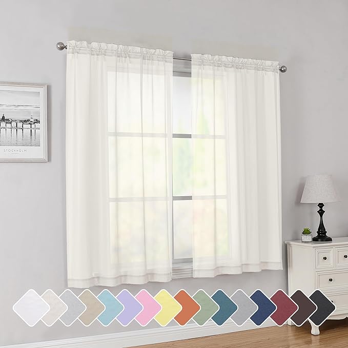 Simplebrand Rod Pocket Top Solid Voile Sheer Curtains by Simplebrand