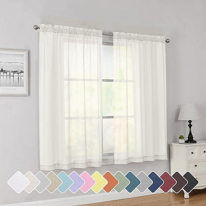 Simplebrand Rod Pocket Top Solid Voile Sheer Curtains by Simplebrand