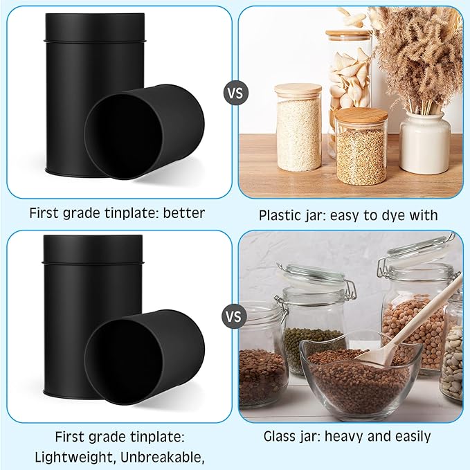 Zopeal 10 Pack Metal Tea Tin Canister with Airtight Double Lids 16 oz Round Tin Can with Lid Double Sealed Small Kitchen Container for Loose Tea Storage Coffee Sugar Candy Herbs and Spices