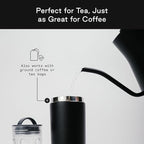 Firebelly Tea, Travel Tea Infuser Mug with Strainer, Insulated Tumbler for Loose Leaf Tea or Coffee, Leakproof Bottle for Hot or Iced Drinks, Stainless Steel Thermos with Lid, Noir