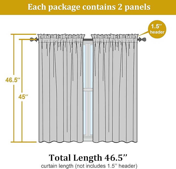 Sheer Curtains Ivory, Short Panels Rod Pocket 2 Panels, Cafe Curtains Small - Image 3