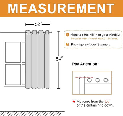 Blackout Curtains for Bedroom, 52 x 54 Inches Long, 2 Panels | Thermal - Image 7