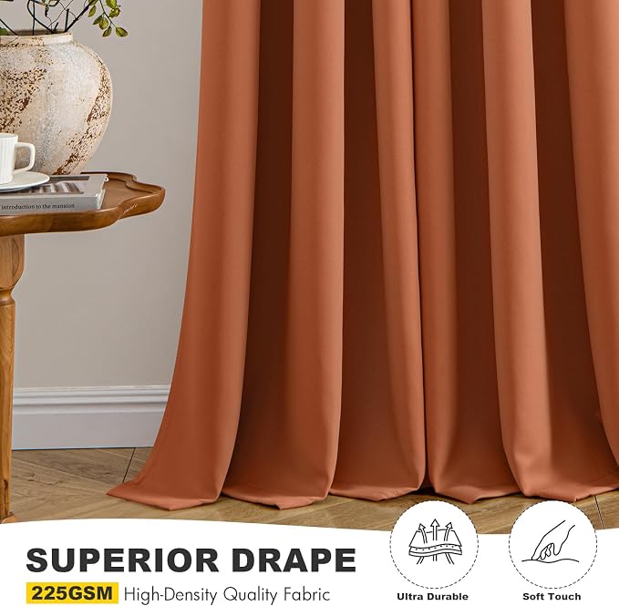 MIULEE Fall Blackout Curtains for Bedroom 2 Panels 40 x 45 Inch Long Rust | - Image 5
