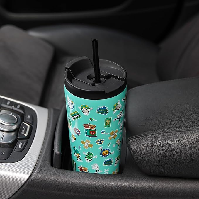 BJPKPK 18oz Stainless Steel Insulated Tumbler With lid And Straw Travel Coffee Thermal Tumblers Cup For Women And Men,Spring Party Green