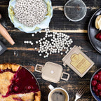 Ceramic Pie Weights Reusable 10mm Baking Beans Pie Crust Weights Natural Ceramic Stoneware with Wheat Straw Container