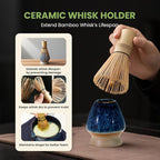 Matcha Whisk Set, Ceramic Matcha Set Includes Matcha Bowl, Matcha Whisk & Holder, Scoop, Sifter, Spoon, Scoop Rest, Tea Mat, User Manual - 9 Pcs Matcha Kit for Matcha Lovers (Blue)